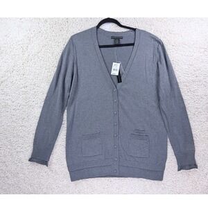 Preswick & Moore Cardigan Women XL Dark Grey NEW V-Neck Button Front Sweater